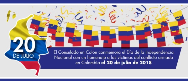 El Consulado en Colón conmemora el Día de la Independencia Nacional con un homenaje a las víctimas del conflicto armado en Colombia, el 20 de julio de 2018
