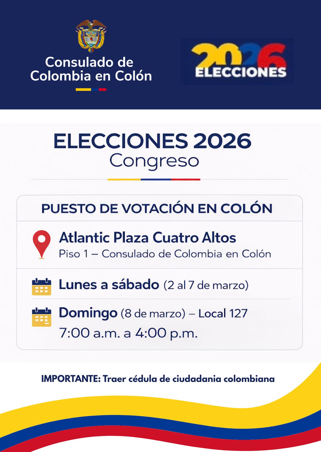 Puesto votación en Colón 2026